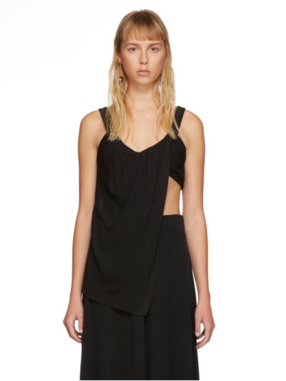 Proenza Schouler Black Asymmetric Draped Bra Top NWT Size 4 - Picture 5 of 13
